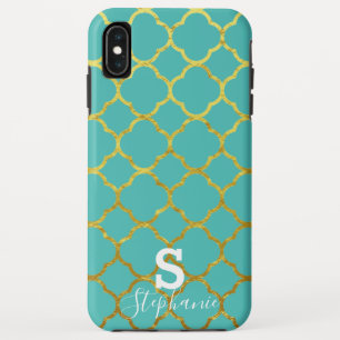 Monogram Initial Name Teal Blue Gold Foil 2020 Case-Mate iPhone Case
