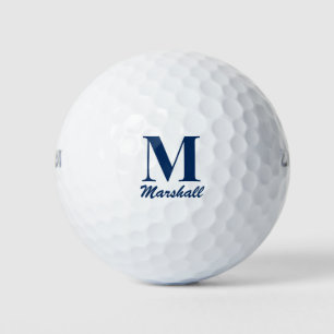 Monogram Initial Navy Blue Father's Day Golf Balls