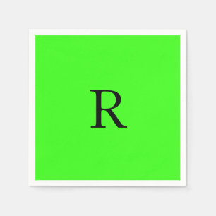 Monogram Initial Neon Green Bright Colourful Custo Napkin