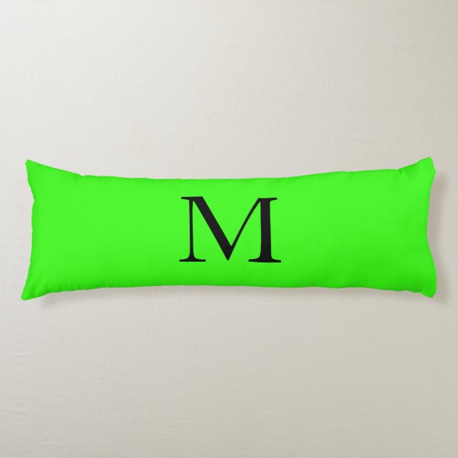 Monogram Initial Neon Green Colourful Bright Gift Body Cushion (Front)