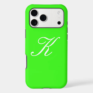 Monogram Initial Neon Green Solid Colour Backgroun