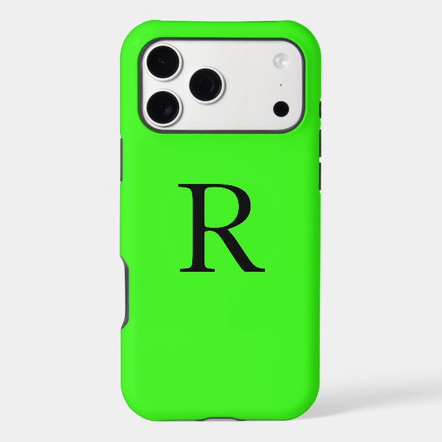 Monogram Initial Neon Green Solid Colour Cool (Back)