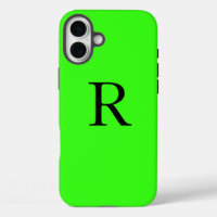 Monogram Initial Neon Green Solid Colour Cool