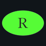 Monogram Initial Neon Green Solid Colour Cool Oval Sticker<br><div class="desc">Designed with text template for monogram initial and elegant solid colour neon green background</div>