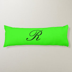 Monogram Initial Neon Green Solid Colour Elegant Body Cushion