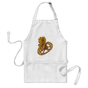 Monogram Initial O Elegant Gold Peony Flower Standard Apron