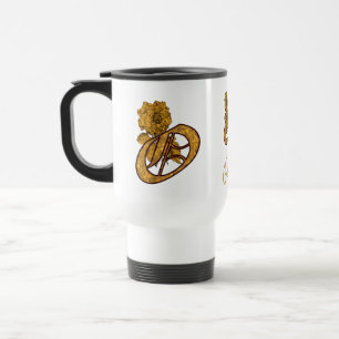 Monogram Initial O Gold Peony Personalised Travel Mug
