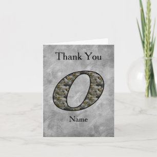 Monogram Initial O Hydrangea Flowers Personalised Thank You Card