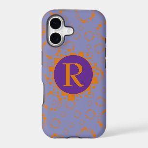 Monogram Initial Orange Purple Squares Circles Art