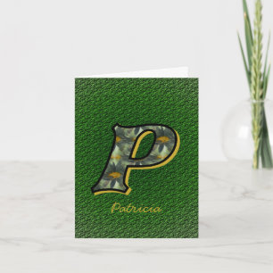Monogram Initial P Daisies Art Personalised Note Card