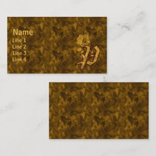 Monogram Initial P Elegant Gold Peony Flower Business Card