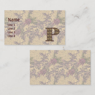 Monogram Initial P Elegant Vintage Floral Business Card