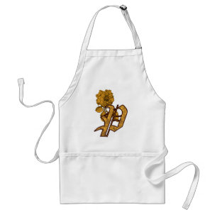 Monogram Initial P Gold Peony Apron