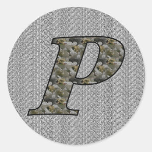 Monogram Initial P Hydrangea Floral Sticker