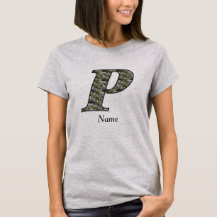 Monogram Initial P Hydrangea Flowers Personalised T-Shirt