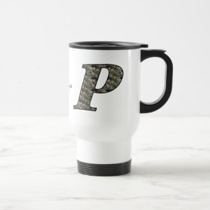 Monogram Initial P Hydrangea Flowers Personalised Travel Mug
