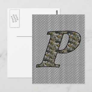 Monogram Initial P Hydrangea Flowers Postcard