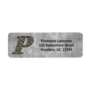 Monogram Initial P Hydrangea Return Address 