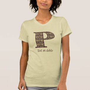 Monogram Initial P Vintage Floral Personalised T-Shirt