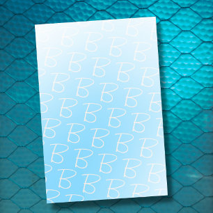 Monogram initial pastel blue gradient modern chic post-it notes