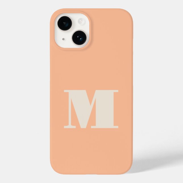 Monogram Initial Peach Modern Case-Mate iPhone Case (Back)