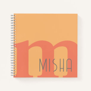 monogram initial peach pink gray name monogram  notebook