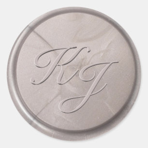 Monogram Initial Pearl Gray Wax Seal Sticker
