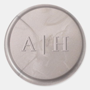 Monogram Initial Pearl Gray Wax Seal Sticker