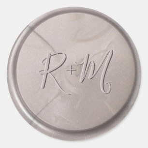 Monogram Initial Pearl Grey Wax Seal Sticker