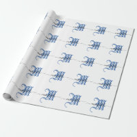 monogram initial personalised business name blue