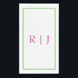 Monogram Initial Pink And Green Sage Green Wedding Napkin<br><div class="desc">Designed with text template for monogrammed initials which you can customise!</div>