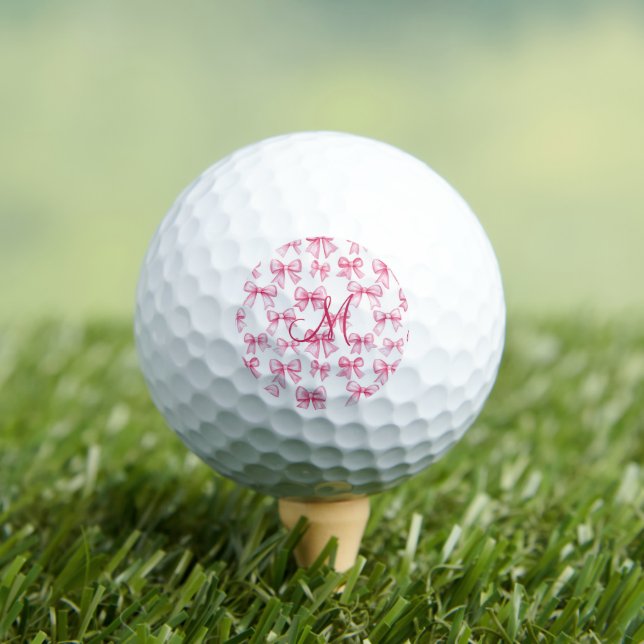 Monogram Initial Pink Bow Coquette Aesthetic Gift  Golf Balls (Insitu Tee)