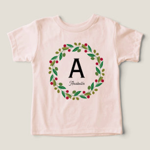 Monogram initial - Pink Christmas Wreath