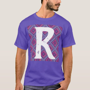 Monogram Initial Purple Diamond Pattern Pink Asym T-Shirt