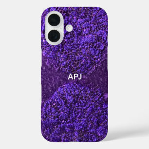 Monogram Initial Purple White Feminine Abstract iPhone 16 Case