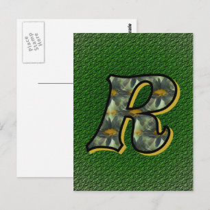 Monogram Initial R Daisies Floral Art Postcard