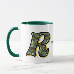 Monogram Initial R Daisy Floral Art Personalised Mug