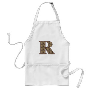 Monogram Initial R Elegant Vintage Floral Standard Apron