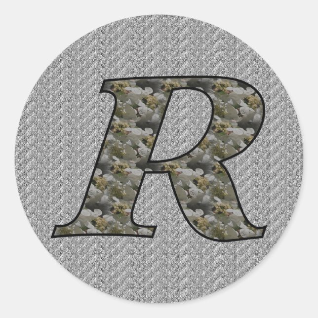 Monogram Initial R Hydrangea Flowers Classic Round Sticker (Front)
