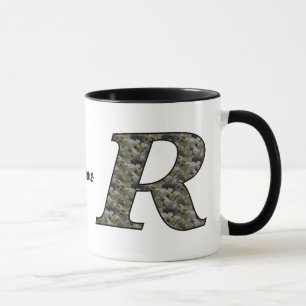 Monogram Initial R Hydrangea Flowers Personalised Mug