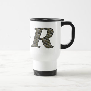 Monogram Initial R Hydrangea Flowers Personalised Travel Mug