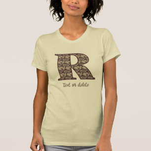 Monogram Initial R Vintage Floral Personalized T-Shirt
