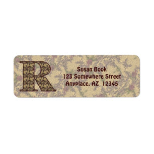 Monogram Initial R Vintage Floral Return Address