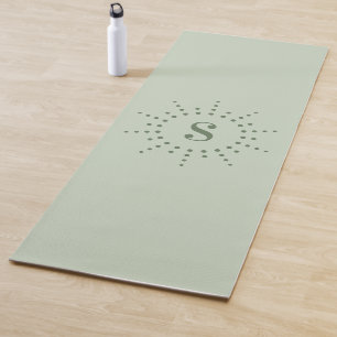 Monogram initial radial sunburst light sage green yoga mat