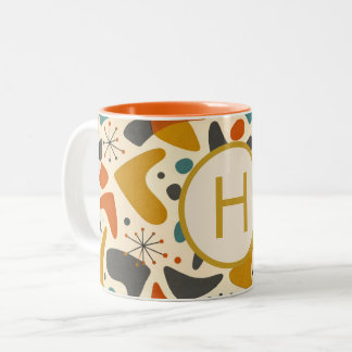 Monogram Initial Retro Gift Two-Tone Coffee Mug