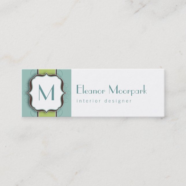 Monogram Initial Retro Skinny Card (Front)