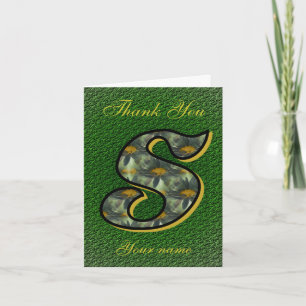 Monogram Initial S Daisies Art Personalised Thank You Card
