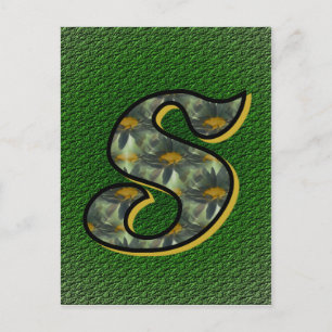 Monogram Initial S Daisies Floral Art Postcard