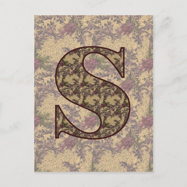 Monogram Initial S Elegant Vintage Floral  Postcard (Front)