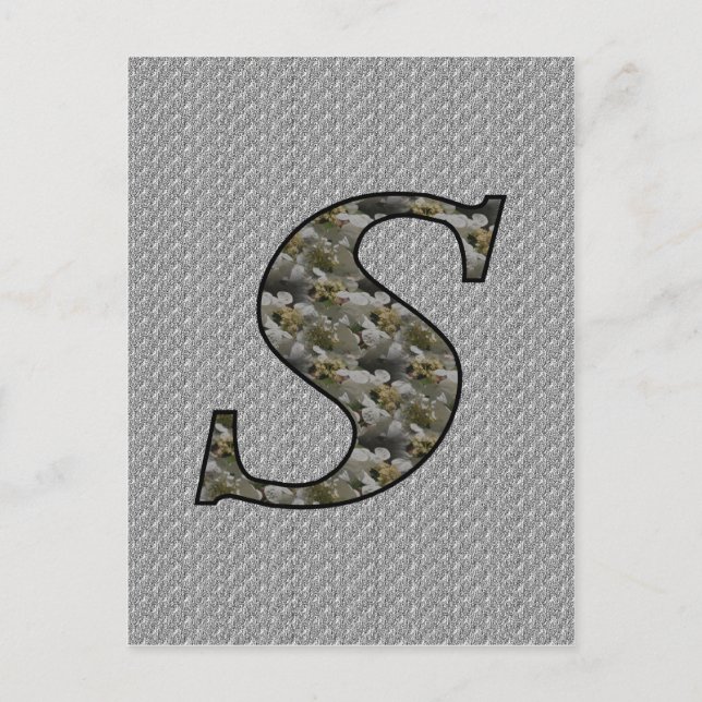 Monogram Initial S Hydrangea Floral Postcard (Front)
